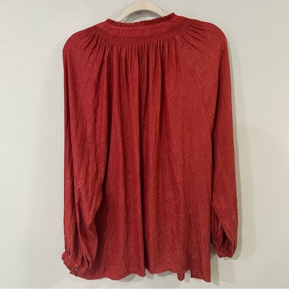 Democracy Burnt Red Button Down Ruched Flowy Blouse Women’s Size 3X - Picture 5 of 6